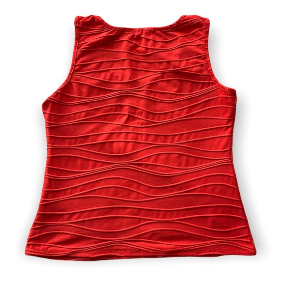 Vintage 90s Wavy Stretch Tank Lightweight Red Petite Medium - Picture 7 of 8